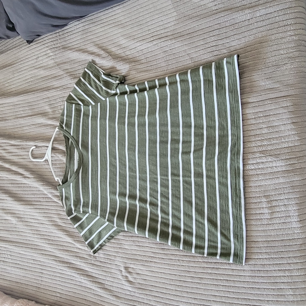 Green and White Striped T-Shirt